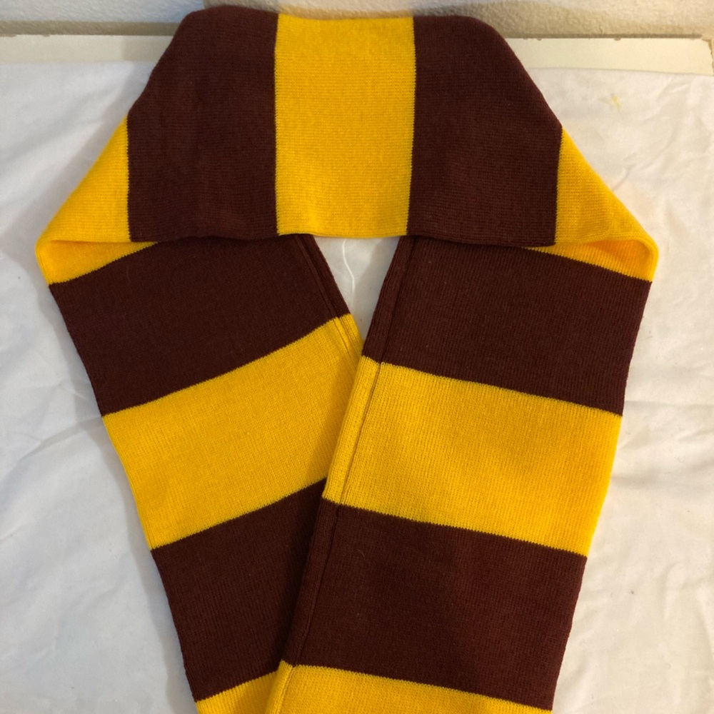 Striped Yellow and Burgundy Scarf